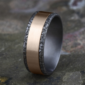 14K Gold and Tantalum 8mm – Kaleidoscope Men’s Wedding Band Ammara Stone 36