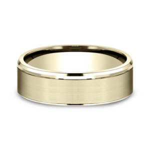 14K Gold 6.5mm – Satin Dropped Men’s Wedding Band Benchmark 45