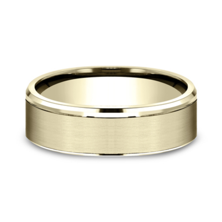 14K Gold 6.5mm – Satin Dropped Men’s Wedding Band Benchmark 21