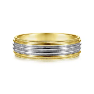 14K Two-Tone Gold 6mm - Milgrain Channel Men's Wedding Band