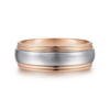14K Two-Tone Gold 8mm – Satin Finish Grooved Men’s Wedding Band Gabriel 44