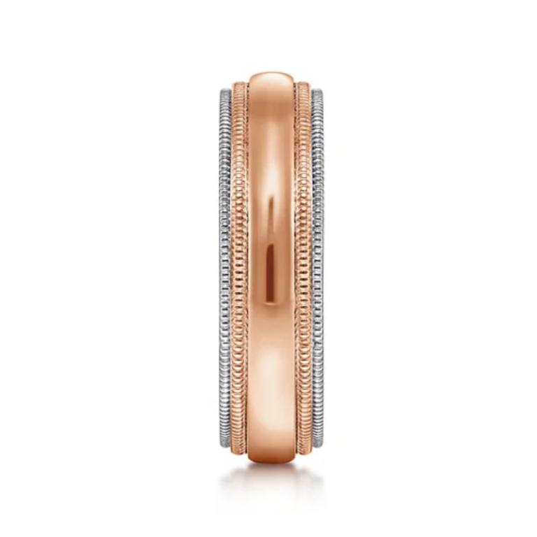 14K Two-Tone Gold 6mm – Double-Milgrain Men’s Wedding Band Gabriel 46