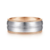 14K Two-Tone Gold 8mm – Grooved Center Milgrain Men’s Wedding Band Gabriel 44