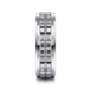 14K Two-Tone Gold 7mm – Square Carved Men’s Wedding Band Gabriel 51