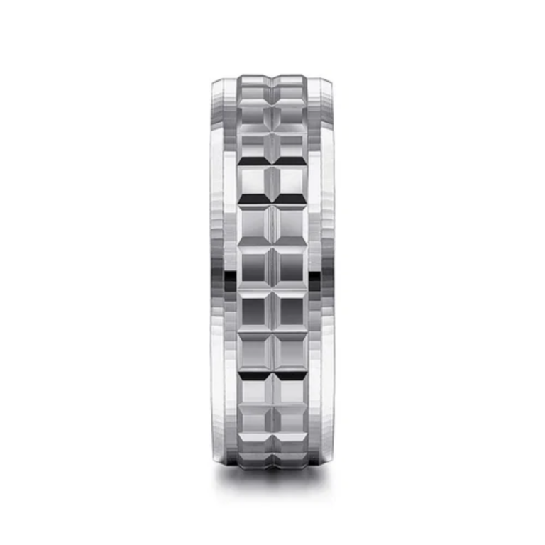 14K Two-Tone Gold 7mm – Square Carved Men’s Wedding Band Gabriel 51