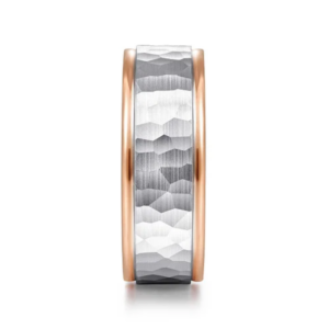 14K Two-Tone Gold 8mm – Hammered Finish Men’s Wedding Band Gabriel 47