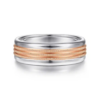 14K Two-Tone Gold 7mm – Milgrain Channel Men’s Wedding Band Gabriel 40