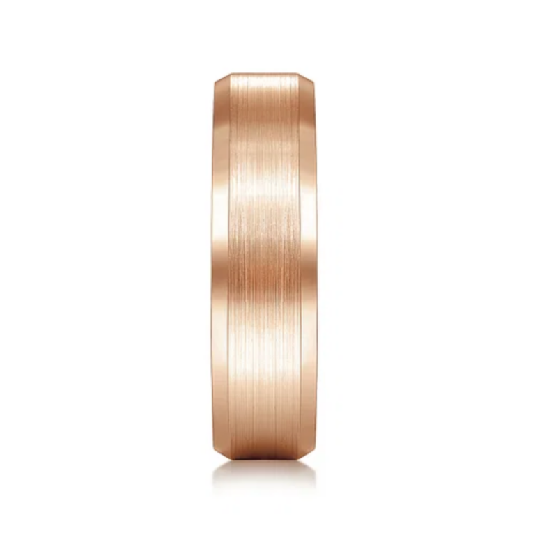 14K Gold 6mm – Satin Finish Beveled Edge Men’s Wedding Band Gabriel 22