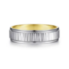 14K Two-Tone Gold 6mm – Vertical Etching Men’s Wedding Band Gabriel 40