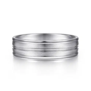 14K Gold 6mm - Satin Finish Center Groove Men's Wedding Band