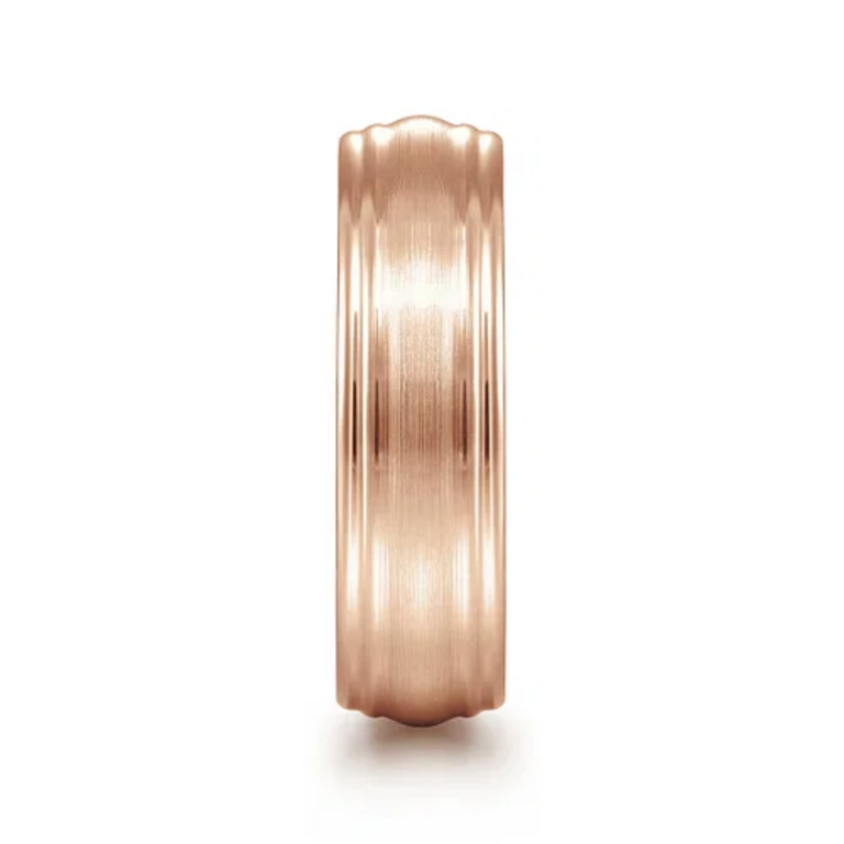 14K Gold 6mm – Satin Finish Grooved Men’s Wedding Band Gabriel 21