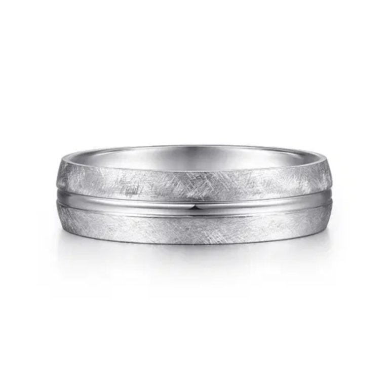 14K Gold 6mm – Brushed Diamond Cut Men’s Wedding Band Gabriel 18