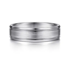 14K Gold 6mm - Satin Finish Carved Men's Wedding Band