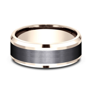 14K Gold and Black Titanium 8mm – Satin Men’s Wedding Band Benchmark 17