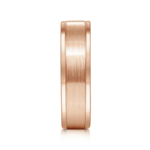 14K Gold 6mm - Satin Finish Polished Edges Men's Wedding Band - Image 12