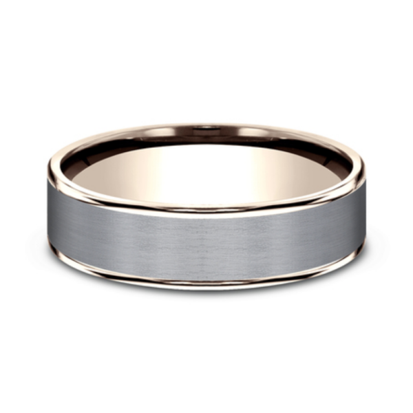 14K Gold and Tantalum 6.5mm - Satin Men's Wedding Band - Image 7