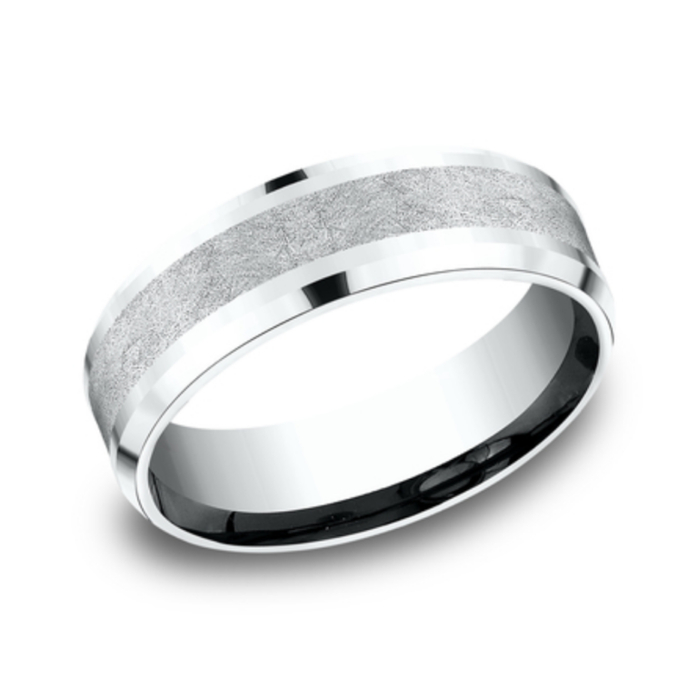 14K Gold 8mm – Swirl Center Men’s Wedding Band Benchmark 17