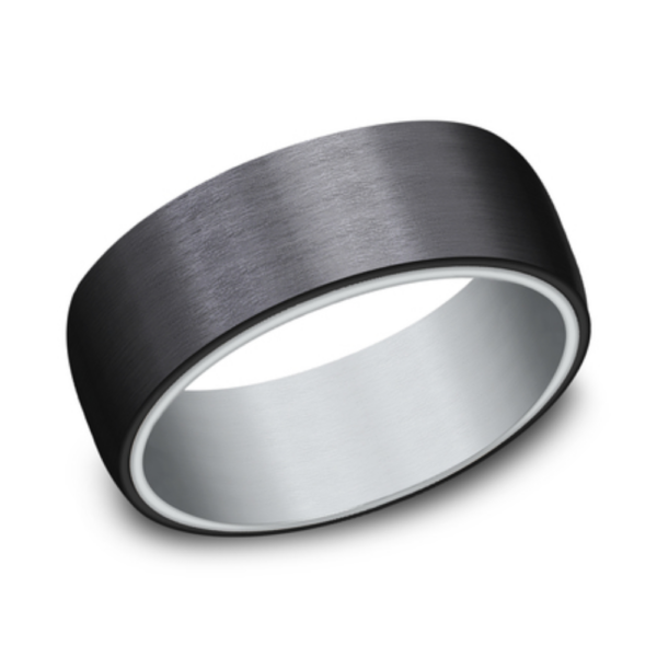 14K Gold and Black Titanium 8mm - Satin Men's Wedding Band - Image 6