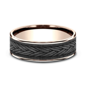 14K Gold and Tantalum 7.5mm – Wheat Weave Men’s Wedding Band Ammara Stone 13