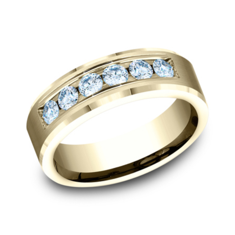 14K Gold Channel Set Diamond Men’s Wedding Band Benchmark 14
