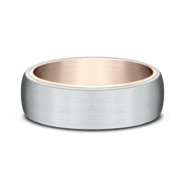 14K Two-Tone Gold 6.5mm - Sleeved Men's Wedding Band - Image 4