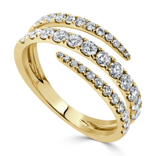 14K Gold Three-Row Graduated Diamond Wrap Fashion Ring - Image 2