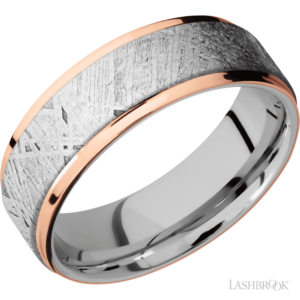 14K Gold and Meteorite 7mm - Men's Wedding Band