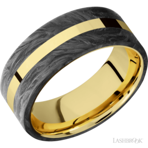 14K Gold and Carbon Fiber 8mm  - Men's Wedding Band