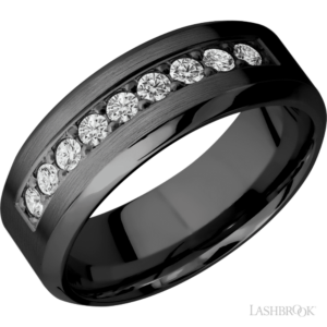 Zirconium 8mm - Channel Diamond Men's Wedding Band
