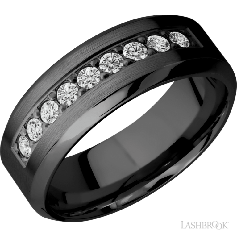 Zirconium 8mm – Channel Diamond Men’s Wedding Band Lashbrook 5