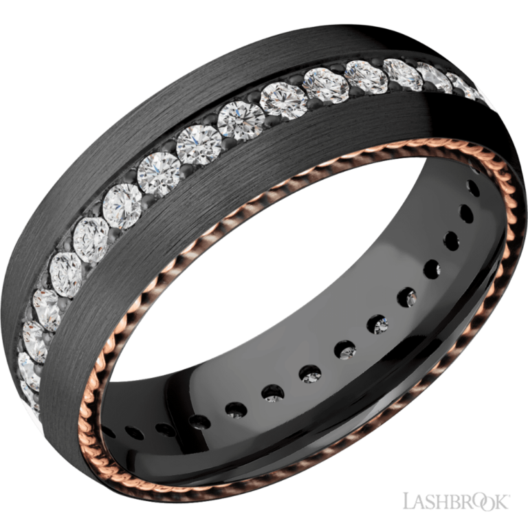 14K Gold and Zirconium 7mm – Eternity Diamond Men’s Wedding Band Lashbrook 5