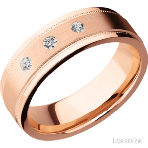 14K Gold 7mm - Three-Stone Men's Diamond Wedding Band
