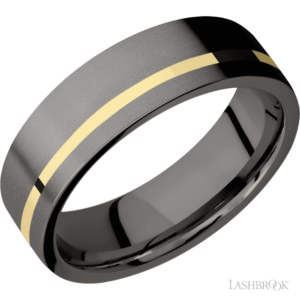 14K Gold and Tantalum 7mm - Off Center Men's Wedding Band