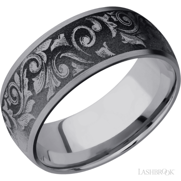 Tantalum 9mm - Western Scroll Men's Wedding Band - Image 2