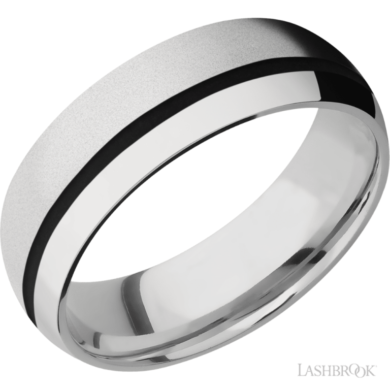 Cobalt Chrome 7mm – Bead Black Inlay Men’s Wedding Band Lashbrook 5