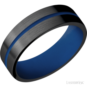 Zirconium 7mm - Blue Inlay Design Men's Wedding Band