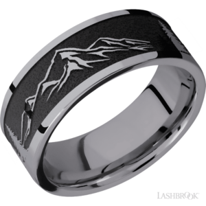 Tantalum Mountain Design 8mm - Men's Wedding Band