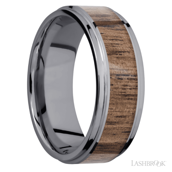 Tantalum and Walnut 8mm - Men's Wedding Band - Image 3
