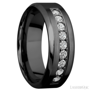 Zirconium 8mm – Channel Diamond Men’s Wedding Band Lashbrook 6