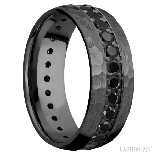 Zirconium 8mm - Black Diamond Eternity Men's Wedding Band - Image 3