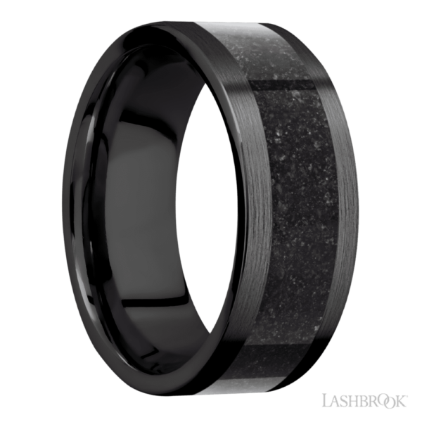 Zirconium and Dinosaur Bone 8mm - Men's Wedding Band - Image 3