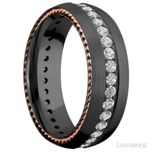 14K Gold and Zirconium 7mm – Eternity Diamond Men’s Wedding Band Lashbrook 6