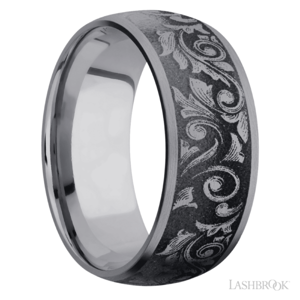 Tantalum 9mm - Western Scroll Men's Wedding Band - Image 3