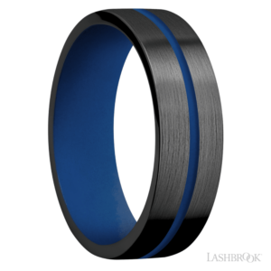 Zirconium 7mm – Blue Inlay Design Men’s Wedding Band Lashbrook 6