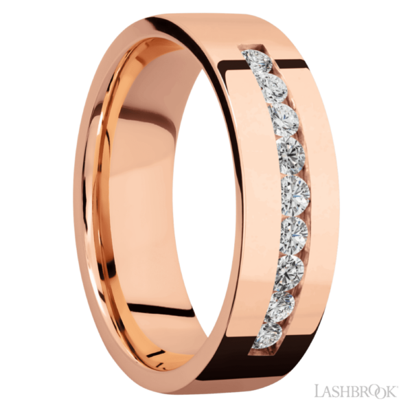 14K Gold 7mm - Channel Set Men's Diamond Wedding Band - Image 3