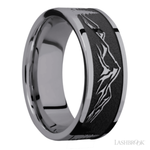 Tantalum Mountain Design 8mm - Men's Wedding Band