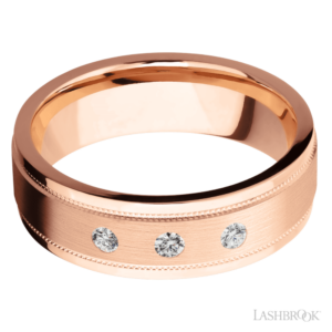 14K Gold 7mm - Three-Stone Men's Diamond Wedding Band