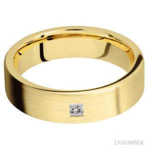 14K Gold 6mm - Satin Diamond Men's Wedding Band