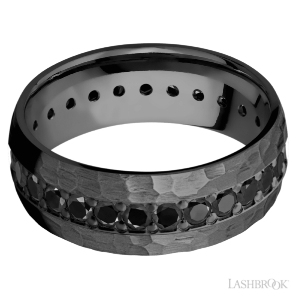 Zirconium 8mm - Black Diamond Eternity Men's Wedding Band