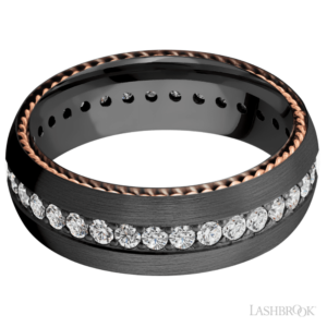 14K Gold and Zirconium 7mm - Eternity Diamond Men's Wedding Band